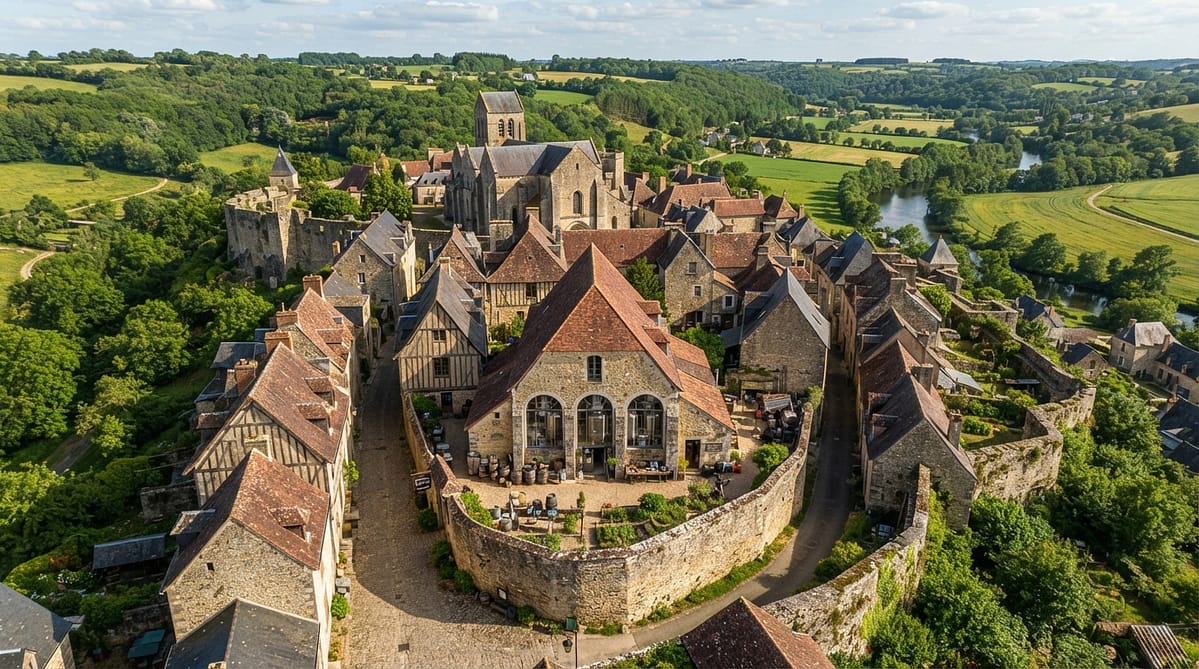 Vue d'une petite brasserie artisanale dans un village médiéval de Vendée
